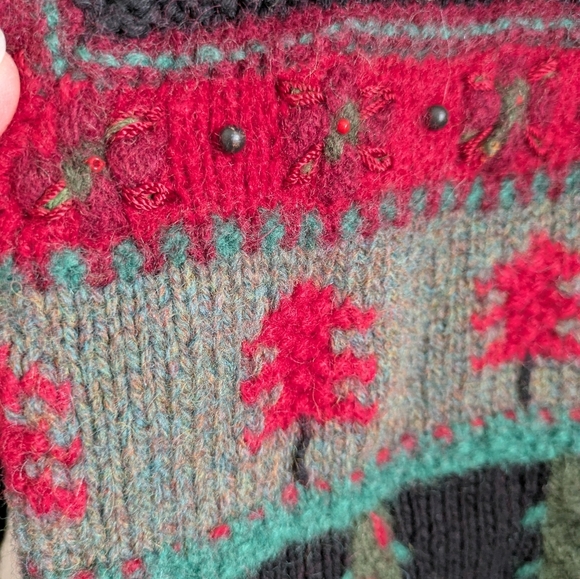 Talbots Vintage Christmas Wool Button-Up Cardigan M - Picture 6 of 12